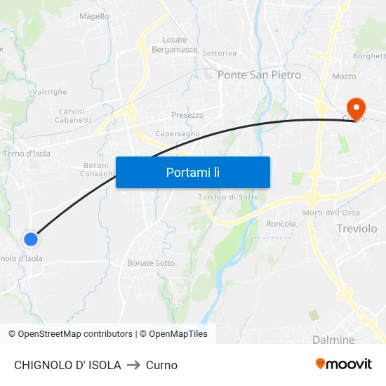 CHIGNOLO D' ISOLA to Curno map