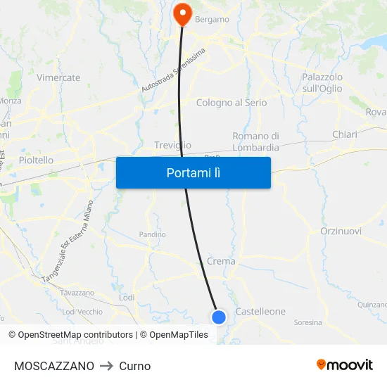 MOSCAZZANO to Curno map