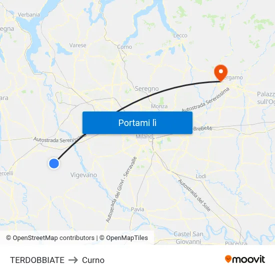 TERDOBBIATE to Curno map