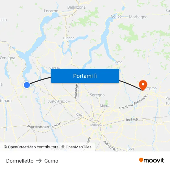 Dormelletto to Curno map