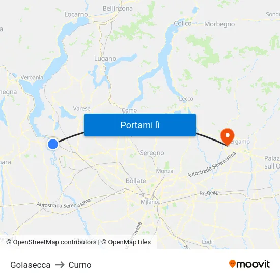 Golasecca to Curno map