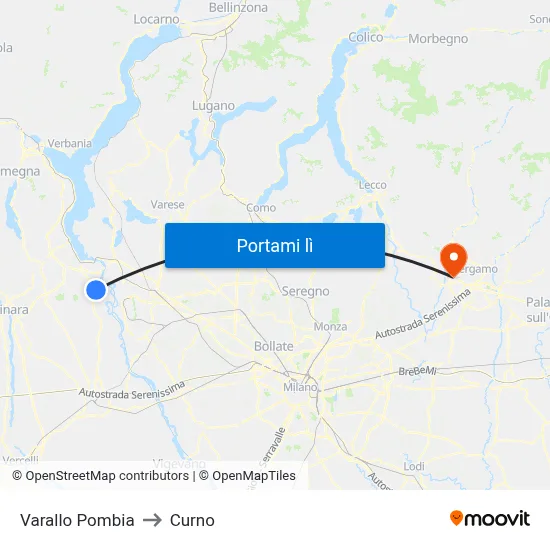 Varallo Pombia to Curno map