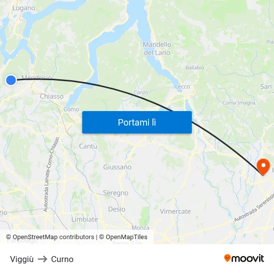 Viggiù to Curno map