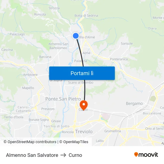 Almenno San Salvatore to Curno map