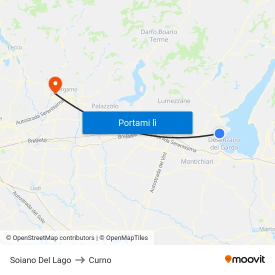 Soiano Del Lago to Curno map
