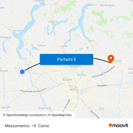 Mezzomerico to Curno map