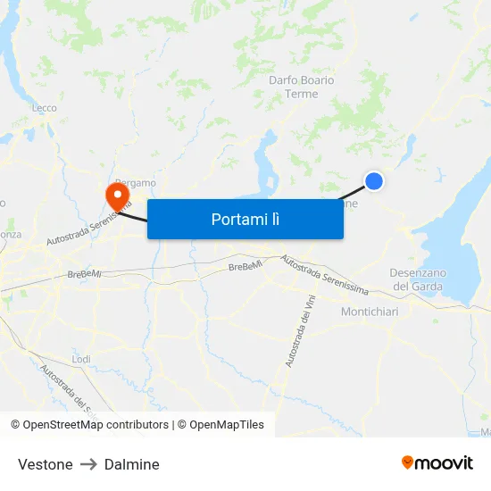 Vestone to Dalmine map