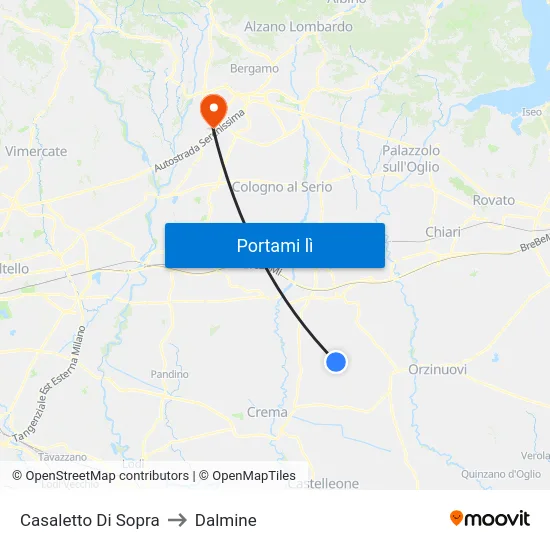 Casaletto Di Sopra to Dalmine map