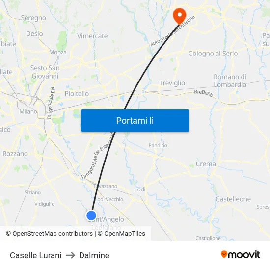 Caselle Lurani to Dalmine map