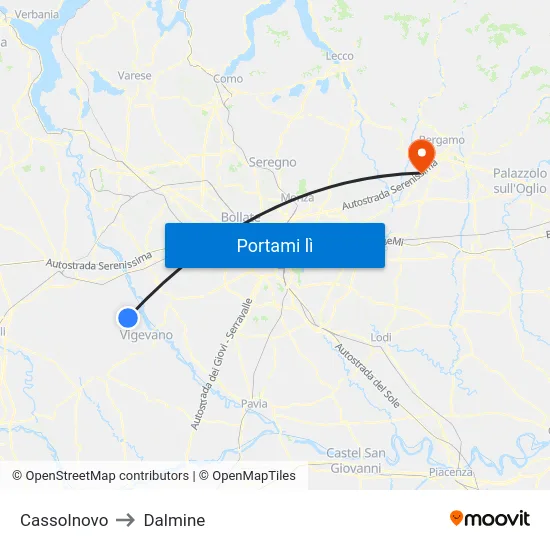 Cassolnovo to Dalmine map