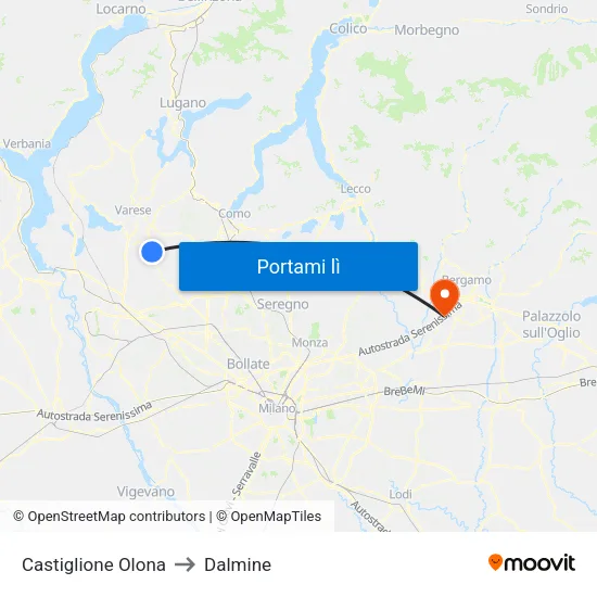 Castiglione Olona to Dalmine map