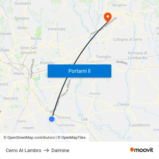 Cerro Al Lambro to Dalmine map