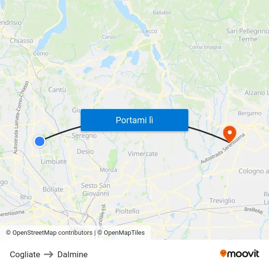 Cogliate to Dalmine map