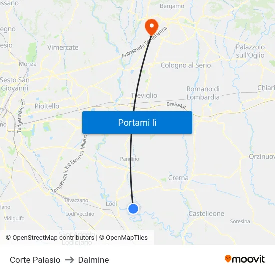 Corte Palasio to Dalmine map