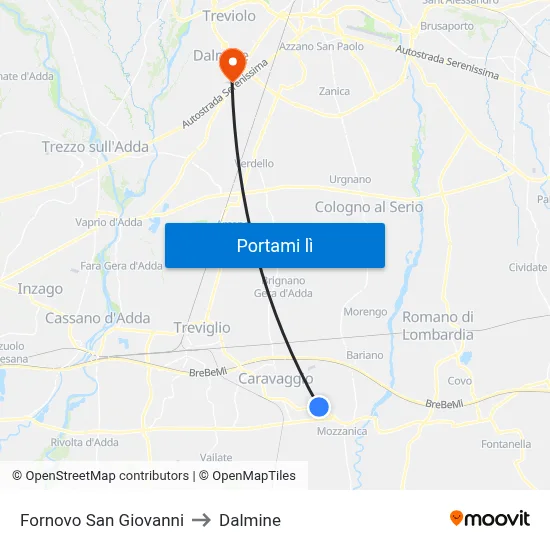 Fornovo San Giovanni to Dalmine map