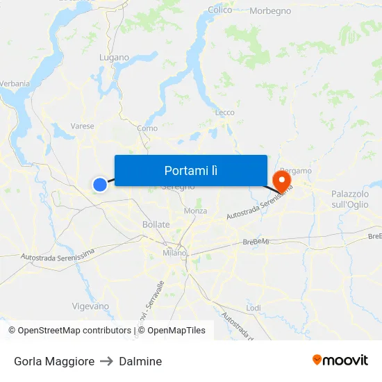 Gorla Maggiore to Dalmine map
