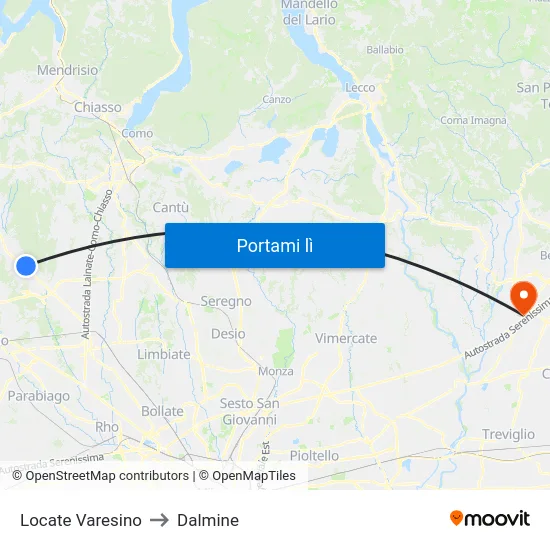Locate Varesino to Dalmine map