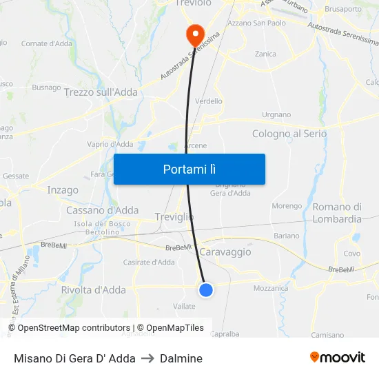 Misano Di Gera D' Adda to Dalmine map
