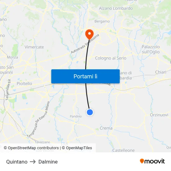 Quintano to Dalmine map