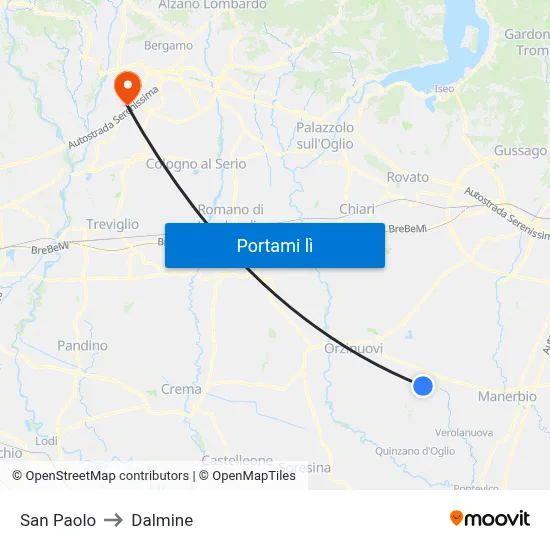 San Paolo to Dalmine map