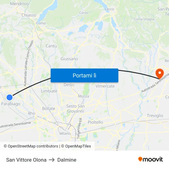 San Vittore Olona to Dalmine map