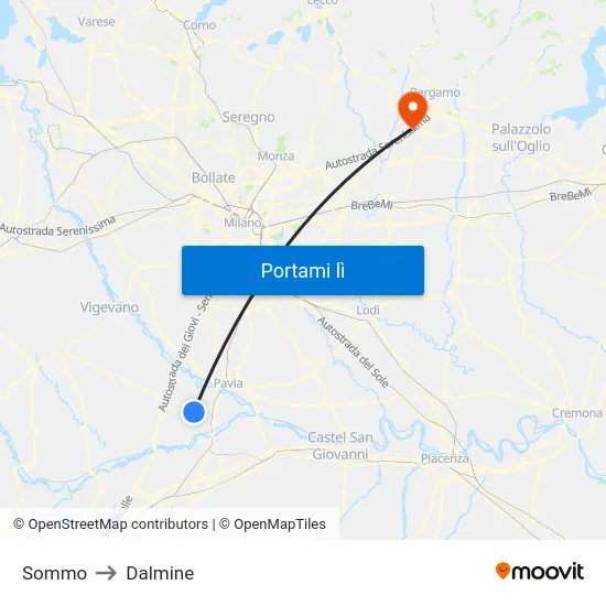 Sommo to Dalmine map