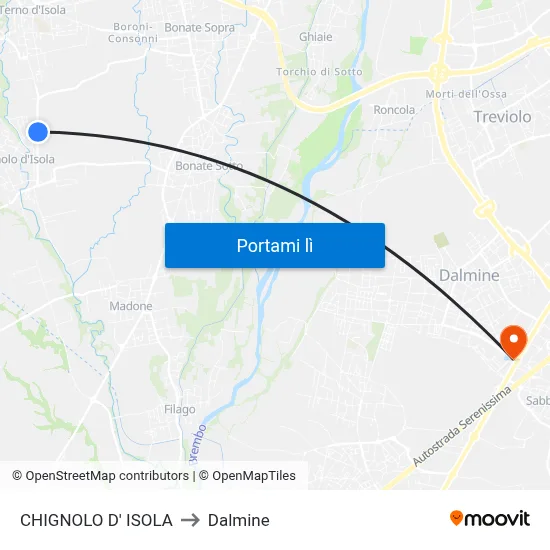 CHIGNOLO D' ISOLA to Dalmine map