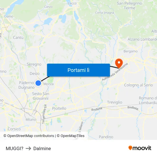 MUGGI? to Dalmine map