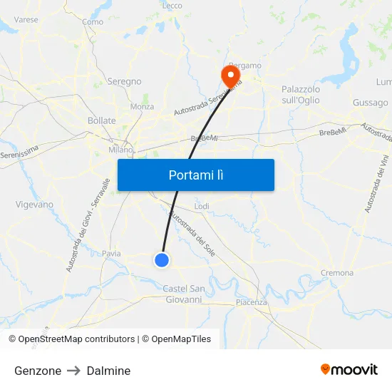 Genzone to Dalmine map