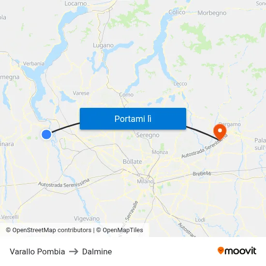 Varallo Pombia to Dalmine map