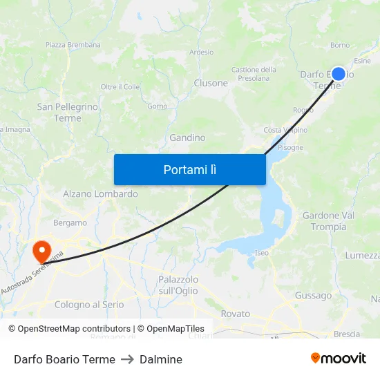 Darfo Boario Terme to Dalmine map