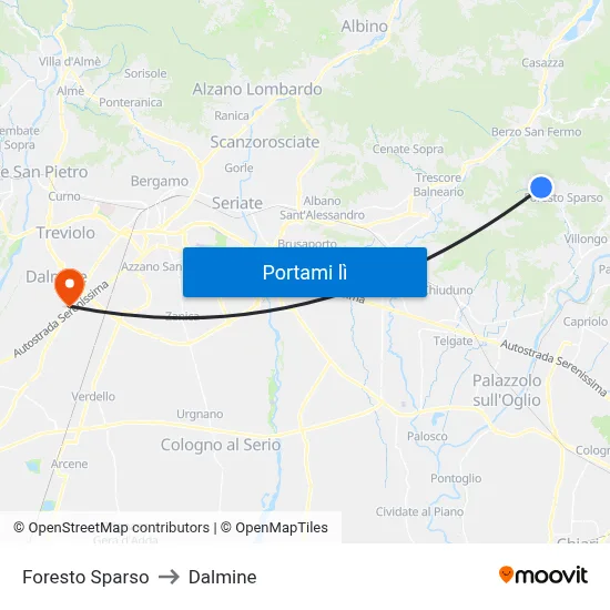 Foresto Sparso to Dalmine map