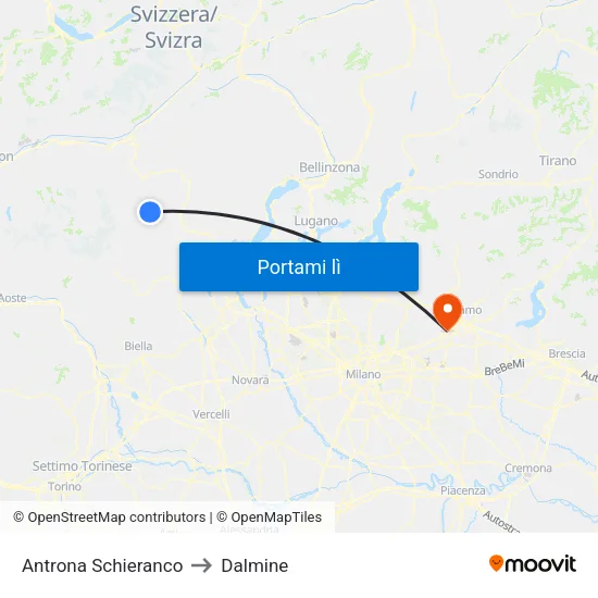 Antrona Schieranco to Dalmine map