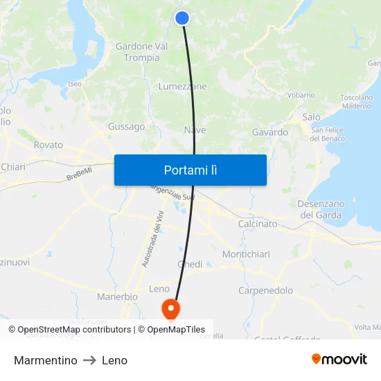 Marmentino to Leno map