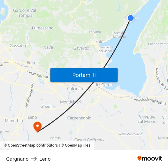 Gargnano to Leno map
