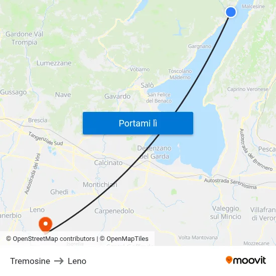 Tremosine to Leno map
