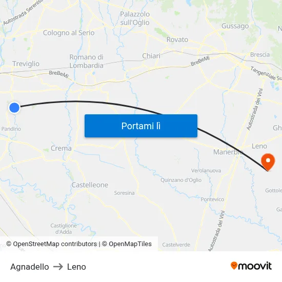 Agnadello to Leno map