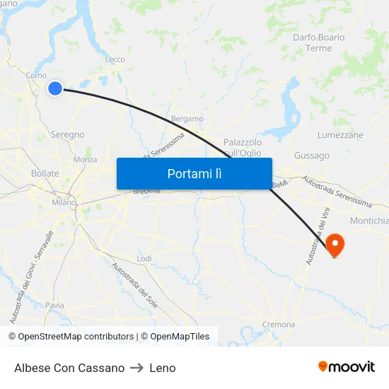 Albese Con Cassano to Leno map