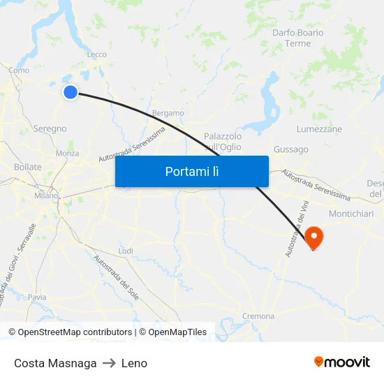 Costa Masnaga to Leno map
