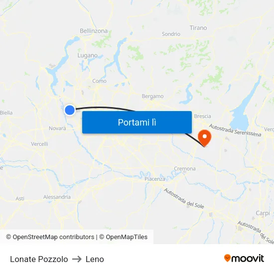 Lonate Pozzolo to Leno map