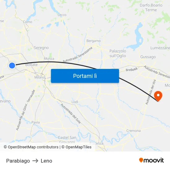 Parabiago to Leno map