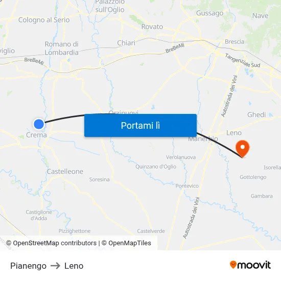 Pianengo to Leno map