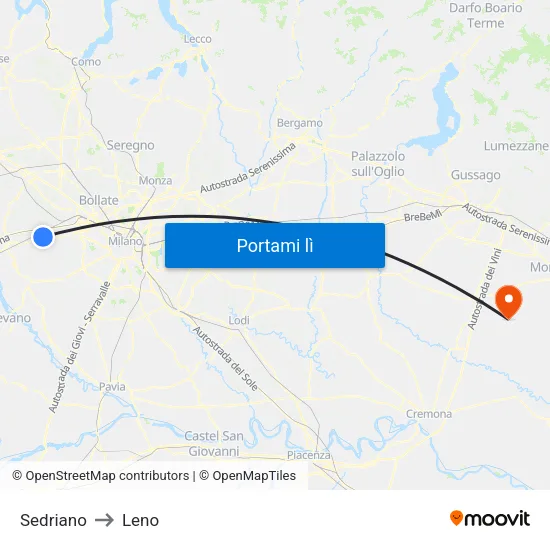 Sedriano to Leno map