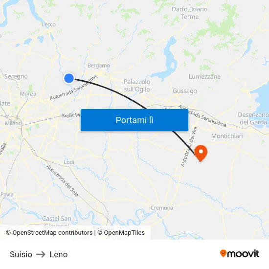 Suisio to Leno map