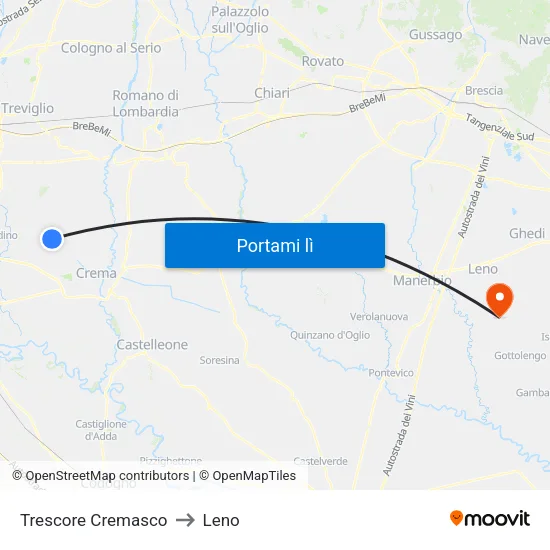 Trescore Cremasco to Leno map