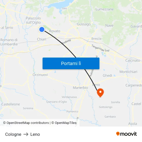 Cologne to Leno map