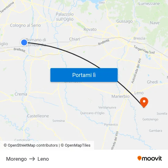 Morengo to Leno map