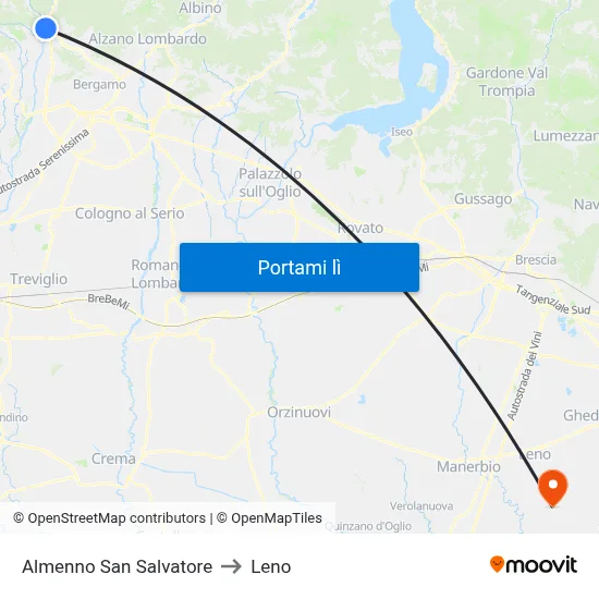 Almenno San Salvatore to Leno map