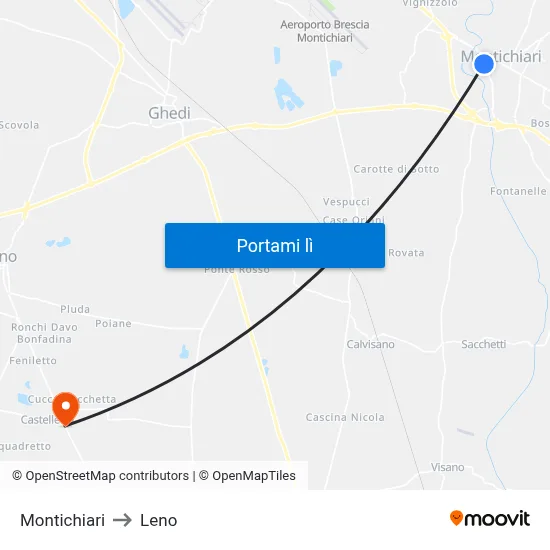 Montichiari to Leno map