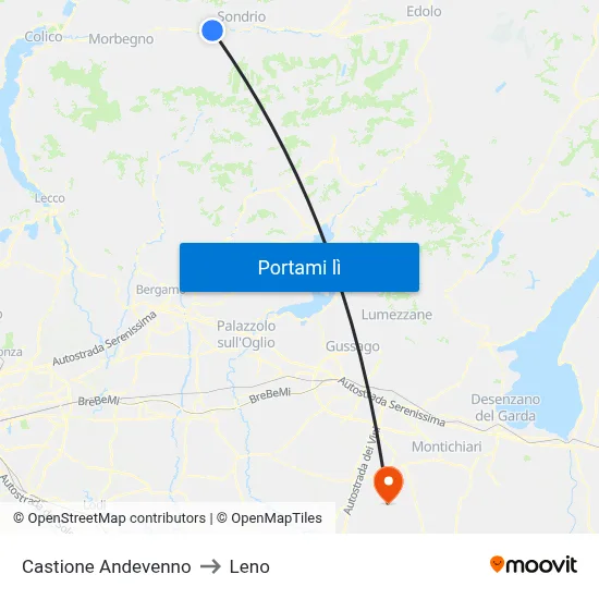 Castione Andevenno to Leno map